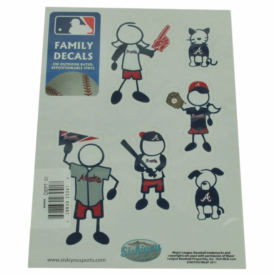 Juego de calcomanías MLB Atlanta Brave Family coche pequeño ventilador vinilo reposicionable automóvil Foto 1 de 1