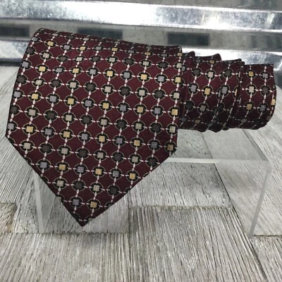 Corbata Zylos George Machado Importada Seda Geométrica Borgoña Marrón Gris Foto 1 de 4