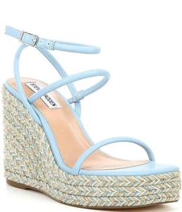 Steve Madden Women's "Unify" Light Blue Platform Wedge Sandals Size 9. Shiny - Picture 1 of 6