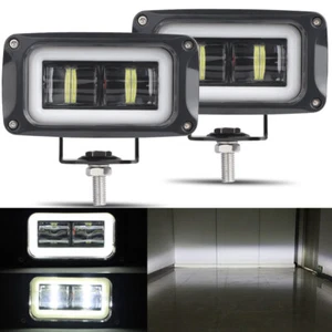 Barra de luces de trabajo LED halo blanco 2X 4 pulgadas conducción niebla DRL todoterreno ATV UTV SUV EE. UU. - Imagen 1 de 10