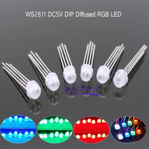 DC5V straw hat Diffused full-color RGB LEDs WS2811 led chips RGB F5 5mm pixels - Picture 1 of 7