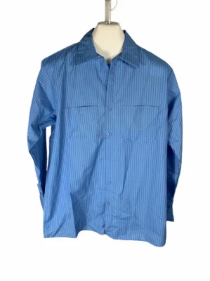 New Vintage Red Kap Blue Striped Size L Long Sleeve Button Up Free US Shipping - Image 1 of 3