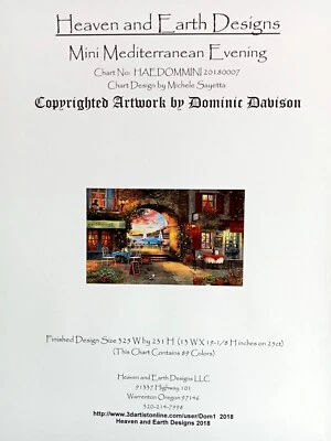 Mini Mediterranean Evening  - HAE Designs - Cross Stitch - St. Ct. 325 x 231. - Image 1 of 2