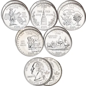 2000 Statehood Quarters P & D Year Set - 10 coins - Picture 1 of 1