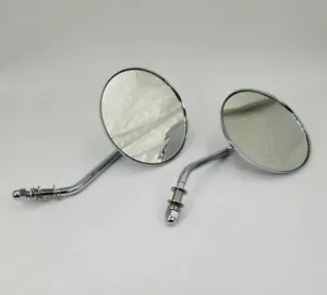 4-5/8" Round Mirror Set with Round Stock Stems Chrome for 1965-x Harley Models - Picture 1 of 5