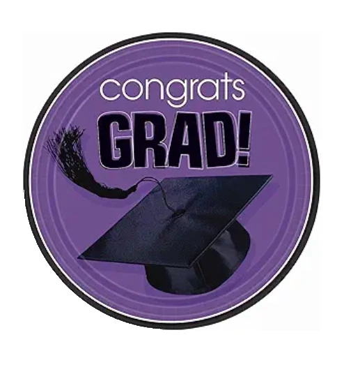 Amscan летающие цвета выпускной вечеринки школы цвета круглые тарелки, 9» фиолетовый табурет - Изображение 1 из 1