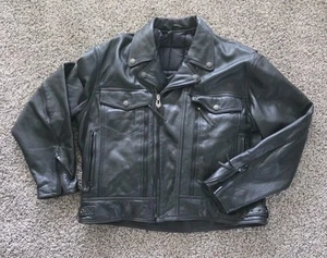 Harley Davidson Negro XL Chaqueta de Piloto Cuero Genuino De Colección - Imagen 1 de 13