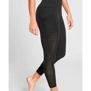 Athleta Mesh me up Black Mesh Panel stash pocket 7/8 Leggings High Rise Plus 2X - Picture 1 of 8
