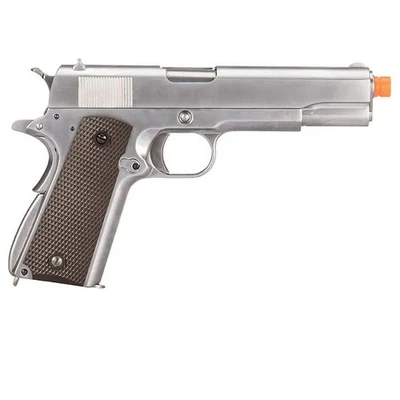 Pistola de airsoft WE 1911 Full Metal Chrome CO2 Blowback — 300–340 FPS — 16.ª revista Foto 1 de 4