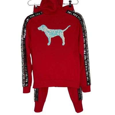 Victoria's Secret PINK Y2K Tracksuit Dog Sequin Holographic Red Size XS - Image 1 of 4