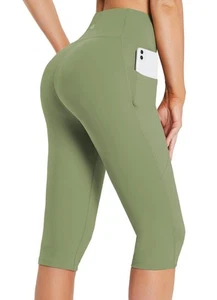 Capri Leggings for Women High Waisted Capri Pants with Pockets Knee Length Yo... - Picture 1 of 6
