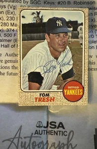 Tom Tresh Yankees Signed 1962 Topps VG-EX w/ COA JSA, Yankees Star - Picture 1 of 7
