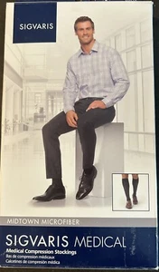 SIGVARIS 822CSLM32 SL Calf Hi Compression Socks 20-30 mmHg Tan-Khaki NEW IN BOX - Picture 1 of 3