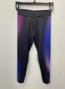 Adidas Girl's Sz Medium (10/12) Black & Purple Aeroready Graphic Leggings Pants - Picture 1 of 12