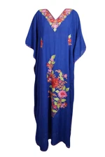Bohemian Fall Fashion Blue Crush Cotton Caftan Designer Kaftan Resortwear Dress