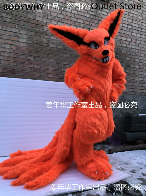 Traje de piel naranja largo Husky Fox perro disfraz mascota disfraz disfraz disfraces Foto 1 de 1