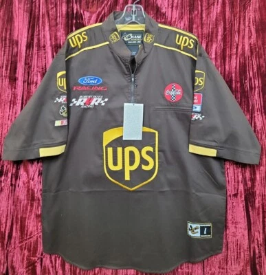 Новый с Ярлыками винтажный NASCAR UPS Winston Cup 90-х водителей линия 1/4 молнии Pit Crew рубашка L - Изображение 1 из 4