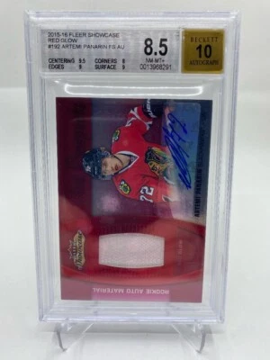 2015-16 Fleer Showcase #192 Artemi Panarin Red Glow Auto Beckett 8.5 - Image 1 of 2
