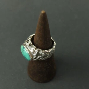 Vintage Sterling Silber massiver Türkis Ring 925 Größe P 1/2 17 g - Bild 1 von 6