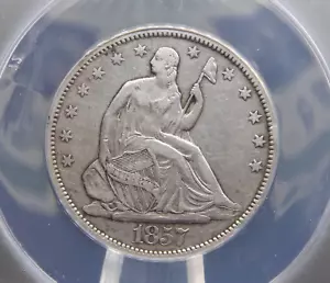 1857 "P" Seated Liberty Half Dollar 50c EF40 Detail #228 Extra Fine XF ECC&C Inc - Picture 1 of 5