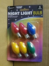  6 Colored 5 Watt C7  Night Light/Appliance Bulbs 120V Red Yellow Blue Green