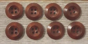 coffee red brown wood buttons sewing 4 holes crafts 3/4 inch 8pc set - Picture 1 of 2
