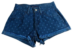 Denim Short Shorts Scarlet Polka Dot GUESS Jeans Women's 24 W32D11D130O Daisy - Picture 1 of 10