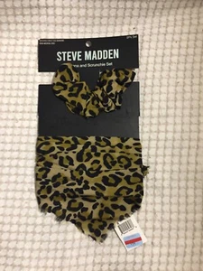Set bandana e scrunchie Steve Madden in cotone con stampa leopardata - Foto 1 di 5
