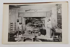 Postcard Farmington Museum Fireplace In Hall Farmington Conn RPPC Real Photo - Picture 1 of 2