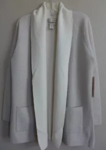 NWT NANETTE LEPORE 95% Cashmere Double face Open Front Cardigan coat L in IVORY - Picture 1 of 16