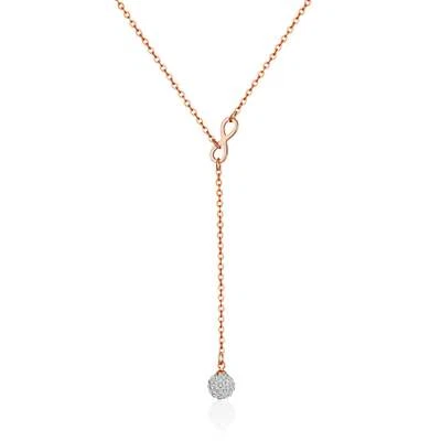 Rose Gold Plated Infinity Lariat Necklace Created with Zircondia® Crystals - Image 1 of 4