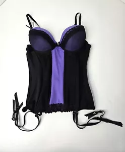 NATIVE INTIMATES SEXY CORSET BUSTIER WITH GARTER CLIPS 36B PURPLE & BLACK - Picture 1 of 7