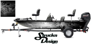 Crappie Fishing Bass Fish Boat Black Skeletons Vinyl Decal Graphic Wrap Grey US - Picture 1 of 1