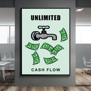 CASH Monopoly Juego Motivación Éxito Trabajo Hogar Pared Arte Decoración PÓSTER LIENZO ed1 - Imagen 1 de 8