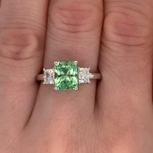 Anillo de compromiso corte radiante 2,98 quilates granate diamante cultivado en laboratorio platino 950 - Imagen 1 de 14