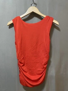 NWOT ZARA Women Sleeveless V-Neck Back Ruched Lined Stretch Jersey Top SZ M Red - Picture 1 of 13