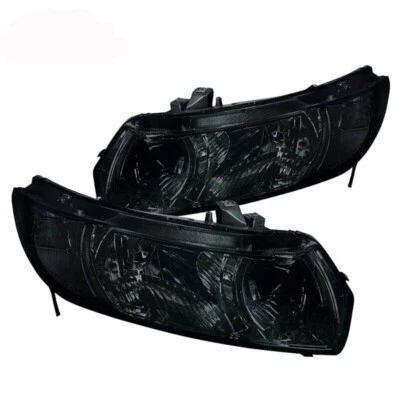 For 06-11 Honda Civic FA FG Smoked Headlights Clear Reflector 2 DOOR Coupe - Image 1 of 2