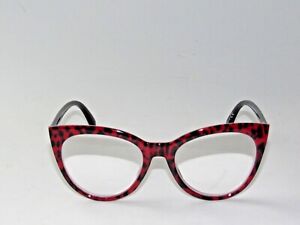 Betsey Johnson OVERSIZED Cat Eye  Reading Glasses Readers Red BlackTortoise NEW