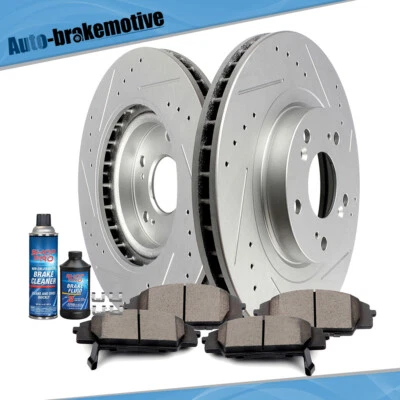 FOR ACURA RSX 2006 2007-2011 HONDA CIVIC FRONT BRAKE ROTORS AND CERAMIC PADS - Image 1 of 4