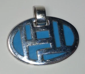 Gorgeous 925 sterling silver Turquoise Inlay Geometric Modernist Mexican Pendant - Picture 1 of 8