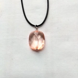 Pink Bead Pendant Black Cord Necklace Handmade Statement Glass Charm Boho Chic - Picture 1 of 8