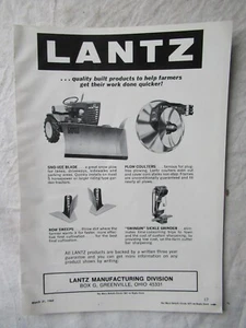 Pubblicità pubblicitaria vintage 1969 Lantz Blades spazzatrici attrezzatura stampa 8x11 - Foto 1 di 1
