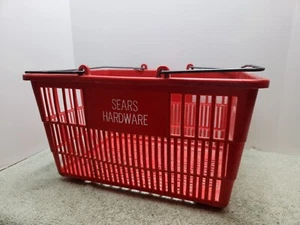 Sears Hardware Dept Plastic Shopping Hand Basket Wire Handles Red Collectible - Picture 1 of 8
