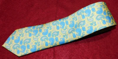 T. M. ЗАПАС СДЕЛАНО В ИТАЛИИ ЖЕЛТЫЙ/СИНИЙ ГАЛСТУК С УЗОРОМ ПЕЙСЛИ - ДИЗАЙНЕРСКИЕ ГАЛСТУКИ - ГАЛСТУКИ. - Изображение 1 из 3