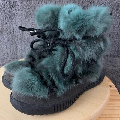 Pajar Canada Anet Rabbit Fur Suede Boots Women Size 7.5 Green Gray Made in Italy - Image 1 of 4