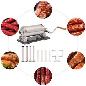 Durable 4L Manual Meat Sausage Stuffer Maker Horizontal Commercial Home Filler - Picture 1 of 19