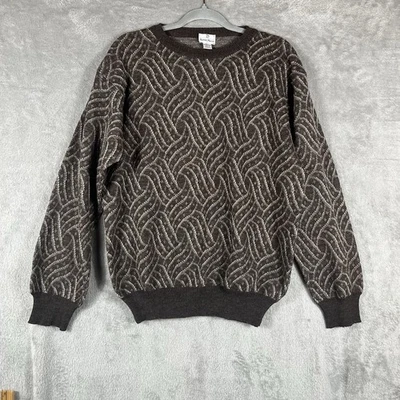 Suéter De Colección Neiman Marcus Para Hombres Talla XL Lana Virgen Marrón Estampado Años 80 90 Clásico Foto 1 de 4