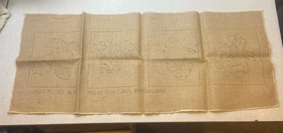 NOS Vtg Ruth J Davis Design "Fruit Tile Set 11" Burlap Rug Hooking Pattern - Image 1 of 4