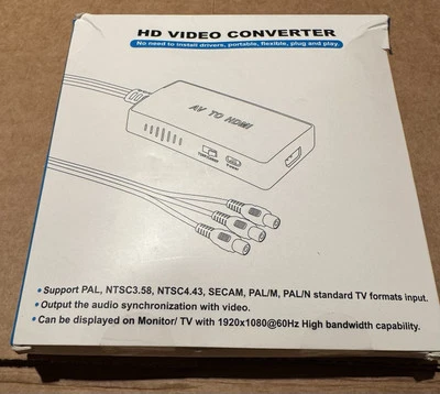 RCA to HDMI HD Video Converter Composite CBS Adapter AV2HDMI New M - Image 1 of 3