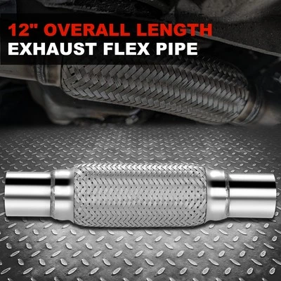 2" x 8" Flex Pipe 12" OL Exhaust Heavy Duty Double Braid Stainless Steel Custom - Imagem 1 de 4